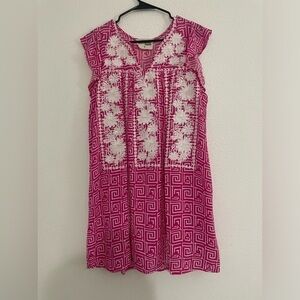 Savanne Jane Embroidered Dress Women Size M Pink Boho Hippie Bohemian